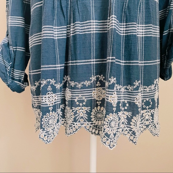 🌻 Style and Co Long Sleeve Striped Patterned Blouse Size Medium - Picture 2 of 5